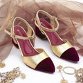 Gold Mehroon Essential Block Heel PIU_242 Sofa Amarah Rexine ladies shoes PumpItUp.pk