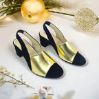 Gold Rush Slingback Block Heel Sandal PIU_175 sweet french gold rexine ladies shoes PumpItUp.pk