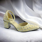 Gold Sparkle Block Heel Pump PIU_196 Fine Shiny Rexine ladies shoes PumpItUp.pk