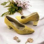 Golden Buttercups Block Heel Pump PIU_129 amarah rexine ladies shoes PumpItUp.pk