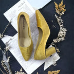 Golden Buttercups Block Heel Pump PIU_129 amarah rexine ladies shoes PumpItUp.pk