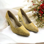 Golden Buttercups Block Heel Pump PIU_129 amarah rexine ladies shoes PumpItUp.pk