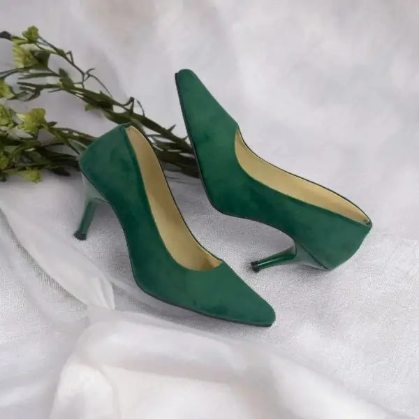 Green Comfy Court Shoe Heel PIU_26 sweet rexine ladies shoes PumpItUp.pk
