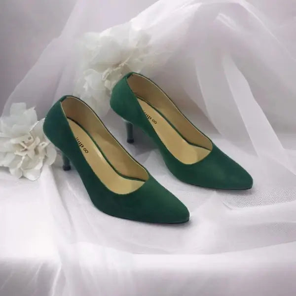 Green Comfy Court Shoe Heel PIU_26 sweet rexine ladies shoes PumpItUp.pk