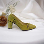 Green Oleander Block Heel Pump PIU_105 Amarah rexine ladies shoes PumpItUp.pk