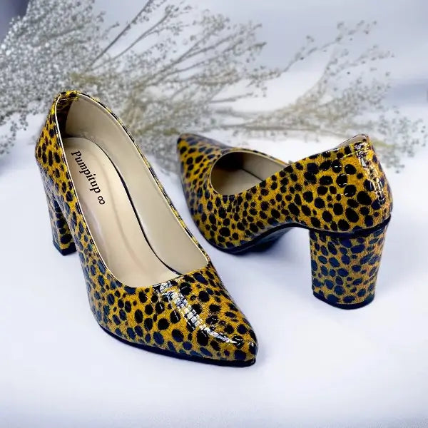 Jungle Queen Block Heel PIU_203 Patent Rexine ladies shoes PumpItUp.pk