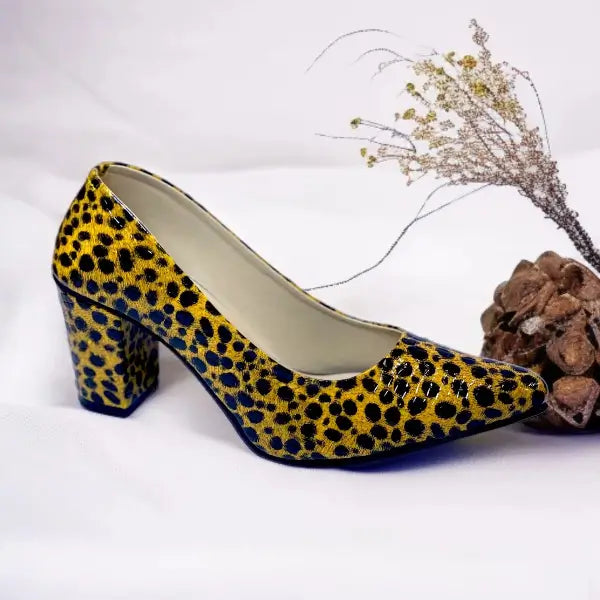 Jungle Queen Block Heel PIU_203 Patent Rexine ladies shoes PumpItUp.pk