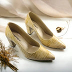 LIGHT Crocodile Block Heel Pump PIU_140 Crocodile Leather Rexine ladies shoes PumpItUp.pk