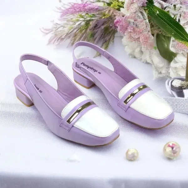 LW Duo Luxe Slingback Block Heel PIU_209 Imported Patent Rexine ladies shoes PumpItUp.pk