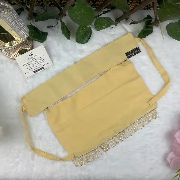 Light Yellow Saudi Niqab With Beads HB-34 – Elegant Double Georgette Niqab by Hijabiyana by PumpItUp