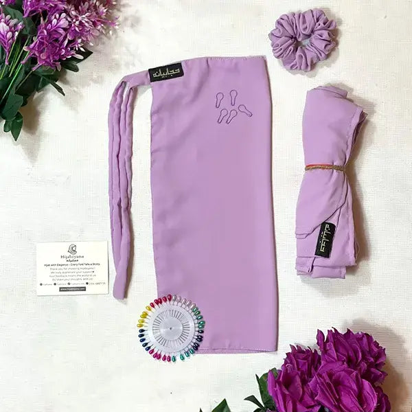 Lilac Half Niqab Set HB-54 – Complete Double Georgette Half Niqab Set with Accessories for Modest Wear by Hijabiyana by PumpItUp
