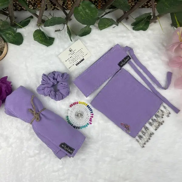 Lilac Saudi Niqab With Beads Set HB-8 – Double Georgette Elegant Modest Wear by Hijabiyana by PumpItUp