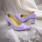 Mauve Comfy Court Shoe Block Heel PIU_173 imported patent rexine ladies shoes PumpItUp.pk