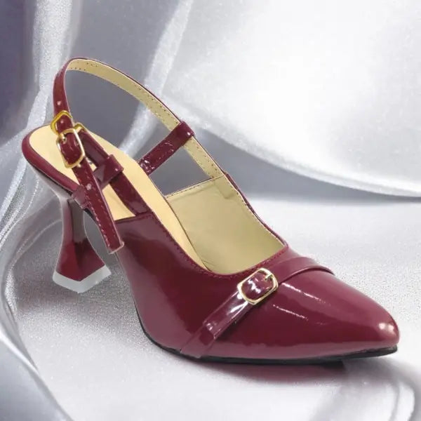 Mehroon Gloss Heels Pump PIU_191 patent ladies shoes PumpItUp.pk