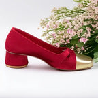 Merlot Gold Toe Block Heel PIU_249 Amarah Rexine ladies shoes PumpItUp.pk