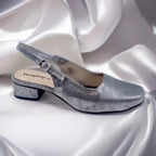 Metallic Gala Gleam Slingback Block Heel PIU_215 Imported Sofa Rexine ladies shoes PumpItUp.pk