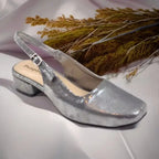 Metallic Gala Gleam Slingback Block Heel PIU_215 Imported Sofa Rexine ladies shoes PumpItUp.pk