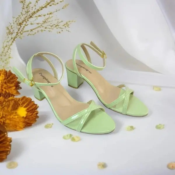 Mint Muse Block Heel Sandal PIU_174 patent rexine ladies shoes PumpItUp.pk