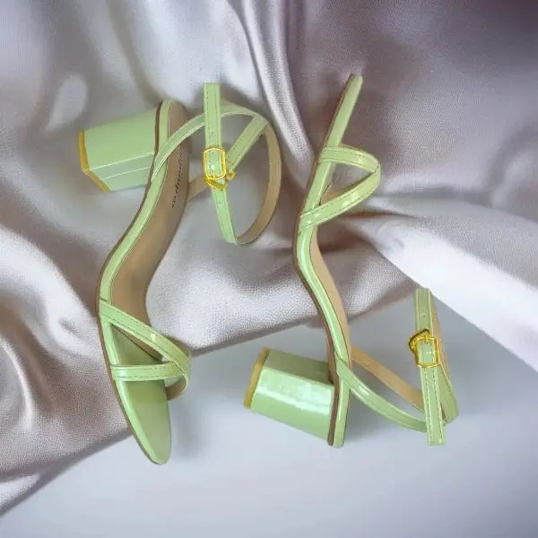 Mint Muse Block Heel Sandal PIU_174 patent rexine ladies shoes PumpItUp.pk