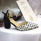 Monochrome Block Heel Pump PIU_194 Fabric Rexine ladies shoes PumpItUp.pk