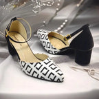 Monochrome Block Heel Pump PIU_194 Fabric Rexine ladies shoes PumpItUp.pk