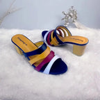 Multi Rip Block Heel Sandal PIU_159 Sofa Rexine ladies shoes PumpItUp.pk