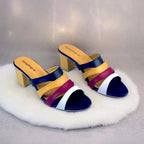 Multi Rip Block Heel Sandal PIU_159 Sofa Rexine ladies shoes PumpItUp.pk