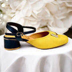 Musturd Glow Duo Slingback Block Heel PIU_251 Amarah Rexine ladies shoes PumpItUp.pk