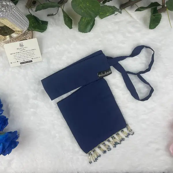 Navy Blue Saudi Niqab With Beads HB-30 – Elegant Double Georgette Niqab by Hijabiyana by PumpItUp