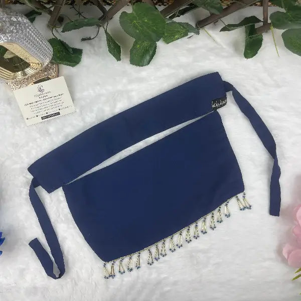 Navy Blue Saudi Niqab With Beads HB-30 – Elegant Double Georgette Niqab by Hijabiyana by PumpItUp