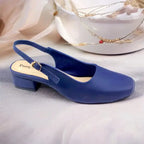 Navy Sleek Solace Slingback Block Heel PIU_211 Imported Sofa Rexine ladies shoes PumpItUp.pk