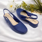 Navy Sleek Solace Slingback Block Heel PIU_211 Imported Sofa Rexine ladies shoes PumpItUp.pk