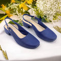 Navy Sleek Solace Slingback Block Heel PIU_211 Imported Sofa Rexine ladies shoes PumpItUp.pk