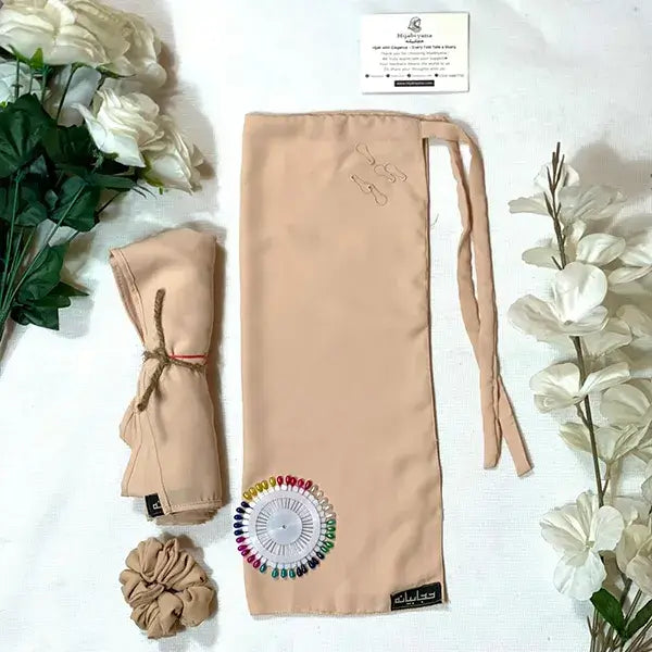 Nude Half Niqab Set HB-62 – Complete Double Georgette Half Niqab Set with Accessories for Modest Wear by Hijabiyana by PumpItUp