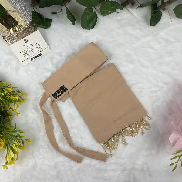 Nude Saudi Niqab With Beads HB-22 – Double Georgette Elegant Modest Wear by Hijabiyana by PumpItUp