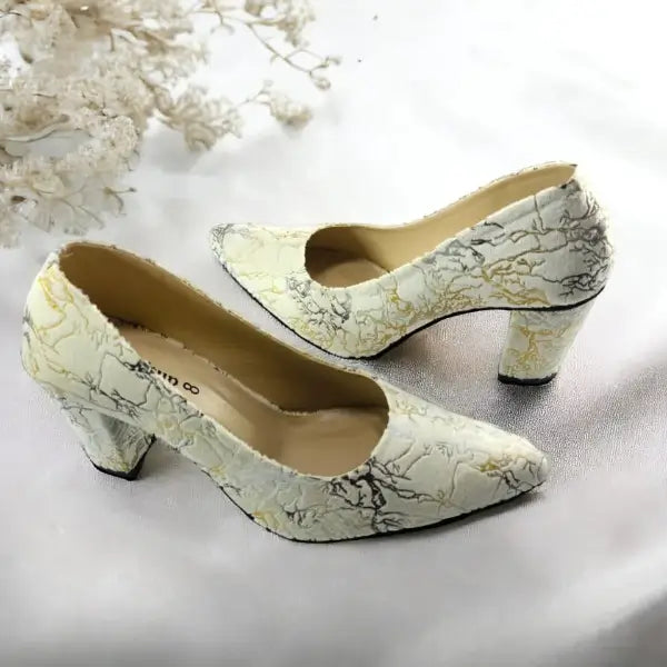 OFF White Chunky Block Heel Pump PIU_138 Amarah rexine ladies shoes PumpItUp.pk