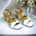 Olive Charm Block Heels Sandal PIU_193 Sofa Rexine ladies shoes PumpItUp.pk