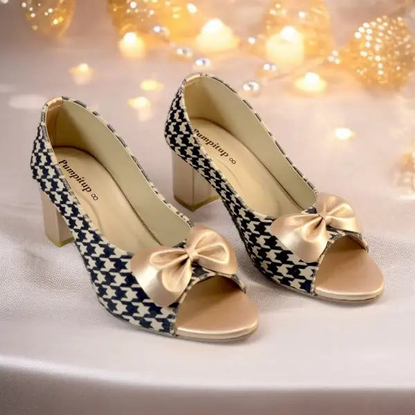 Peach Royale Peep Toe Block Heel PIU_180 Amarah + Sofa Rexine ladies shoes PumpItUp.pk