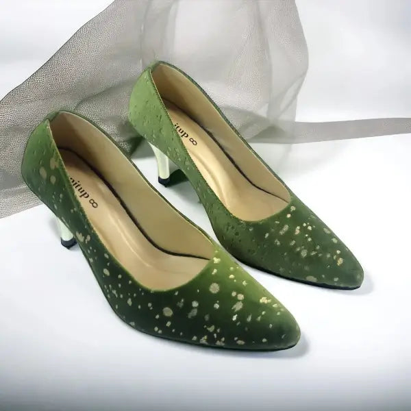 Pine Green Stiletto Heel Pump PIU_149 Amara Fabric ladies shoes PumpItUp.pk