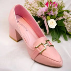 Pink Grace Mode Block Heels PIU_236 Lacra Rexine ladies shoes PumpItUp.pk