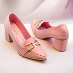 Pink Grace Mode Block Heels PIU_236 Lacra Rexine ladies shoes PumpItUp.pk