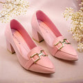 Pink Grace Mode Block Heels PIU_236 Lacra Rexine ladies shoes PumpItUp.pk
