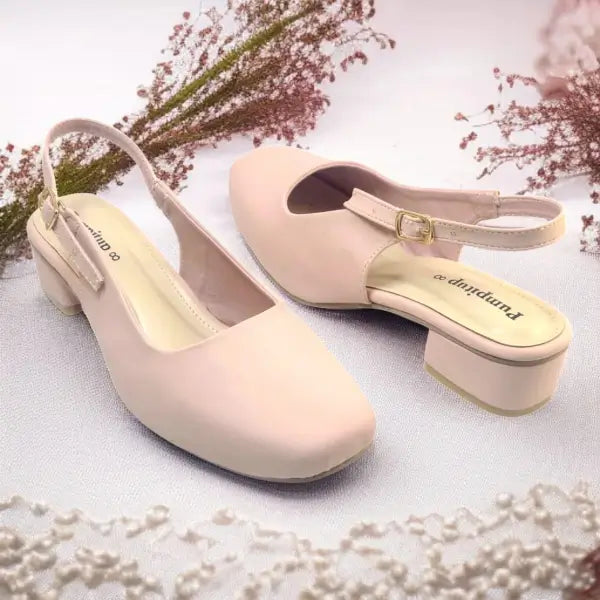 Pink Sleek Solace Slingback Block Heel PIU_210 Imported Sofa Rexine ladies shoes PumpItUp.pk