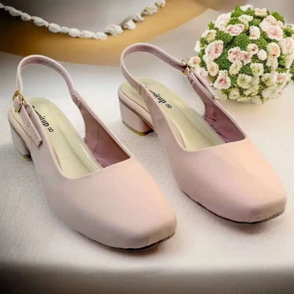 Pink Sleek Solace Slingback Block Heel PIU_210 Imported Sofa Rexine ladies shoes PumpItUp.pk