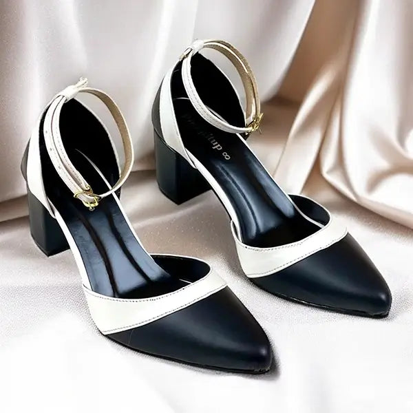 Pointed Ankle Strap Block Heel Pump PIU_248 Sofa Rexine ladies shoes PumpItUp.pk