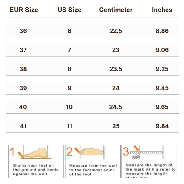 Pumpitup ladies shoes size chart