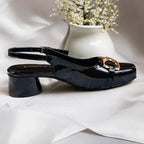 Raven Black Slingback Block Heel PIU_253 Amarah Rexine ladies shoes PumpItUp.pk