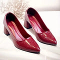 Red Midnight Gloss Block Heels PIU_233 Dot Patent Rexine ladies shoes PumpItUp.pk