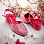 Red & White Dusk Heels Block Heel PIU_231 Sofa Rexine ladies shoes PumpItUp.pk