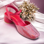 Red & White Dusk Heels Block Heel PIU_231 Sofa Rexine ladies shoes PumpItUp.pk